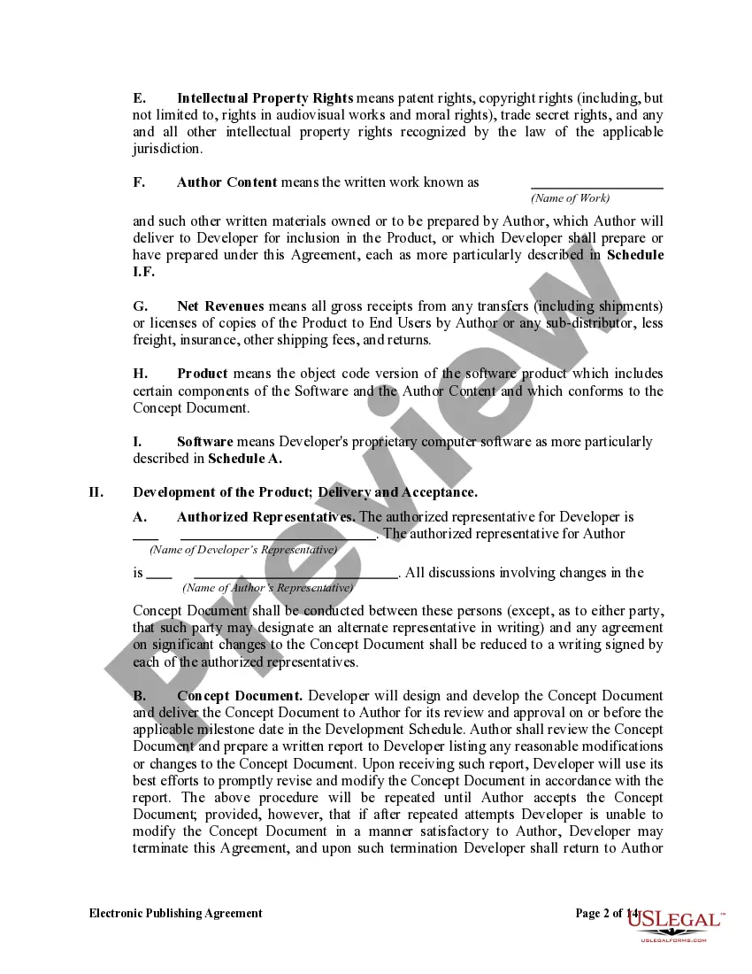 Preview Electronic Publishing Agreement