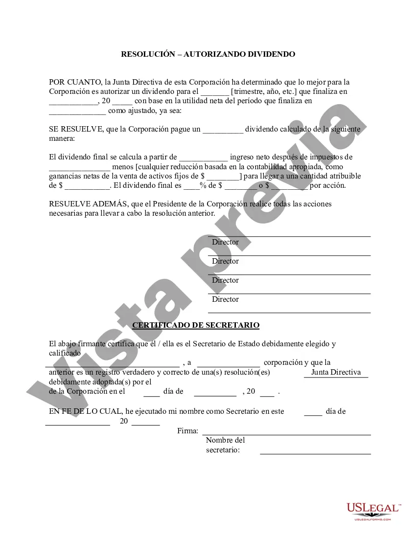 Preview Dividendo en Acciones - Formulario de Resoluciones - Resoluciones Corporativas