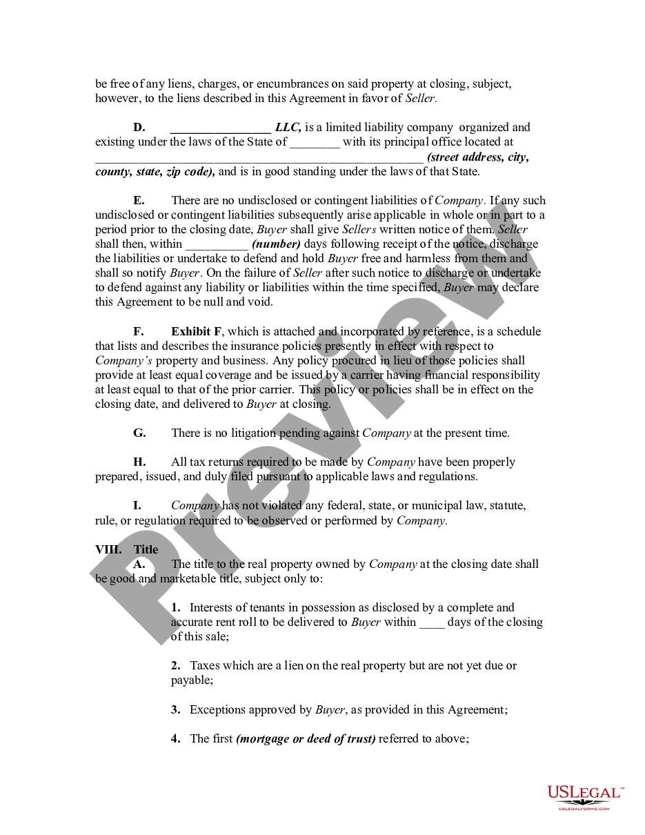 page 2 Agreement for Sale of all Rights, Title and Interest in Limited Liability Company LLC preview