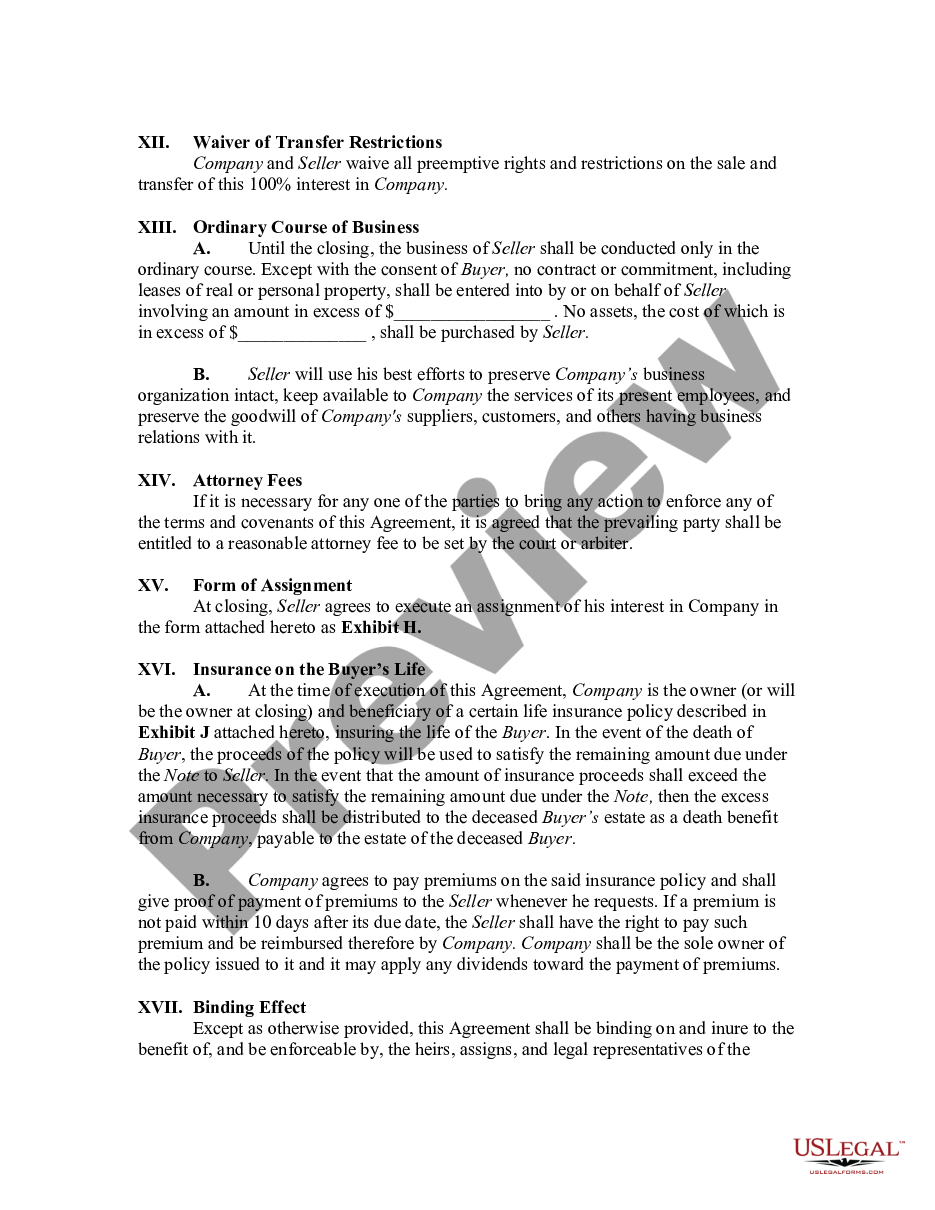 page 4 Agreement for Sale of all Rights, Title and Interest in Limited Liability Company LLC preview