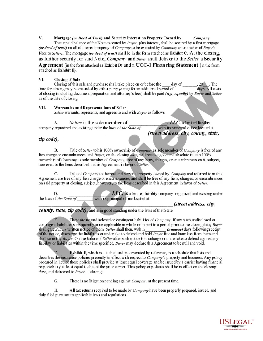 Get Agreement for Sale of all Rights, Title and Interest in Limited Liability Company LLC Preview Agreement for Sale of all Rights, Title and Interest in Limited Liability Company LLC