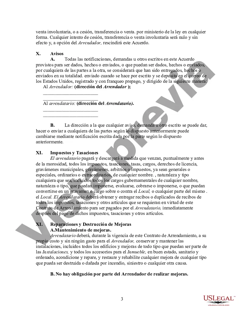 Preview Arrendamiento de Terreno para Terreno sobre el cual se Construye Cabaña como Estructura No Permanente - Alquiler de Bienes Raíces
