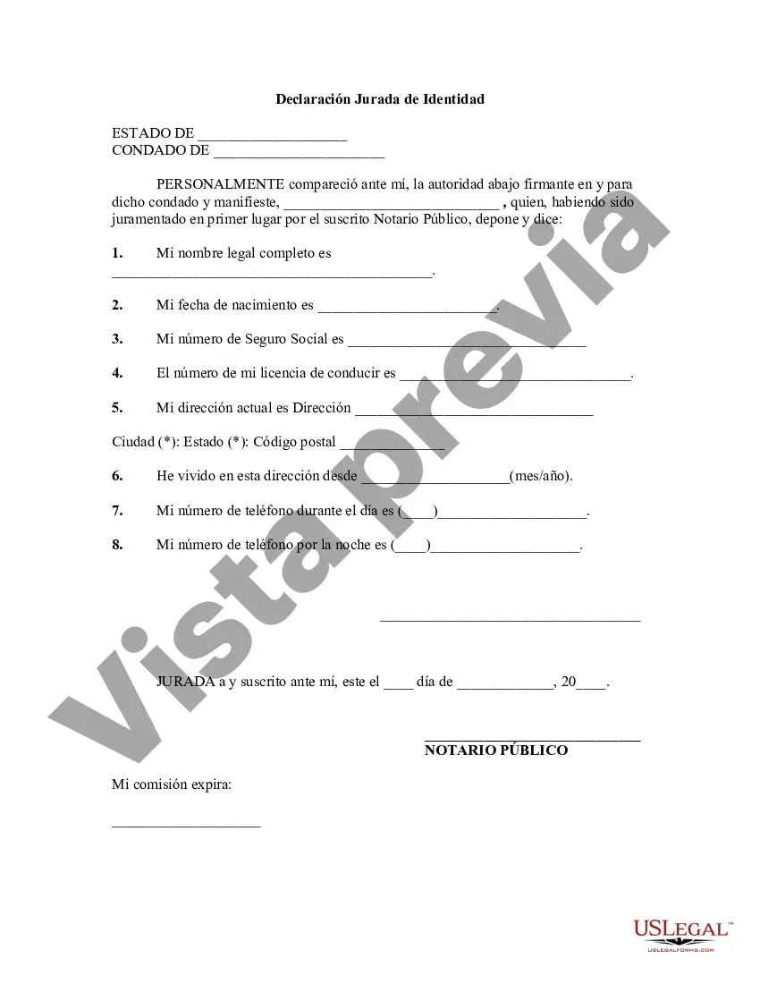 Preview Declaración Jurada de Identidad