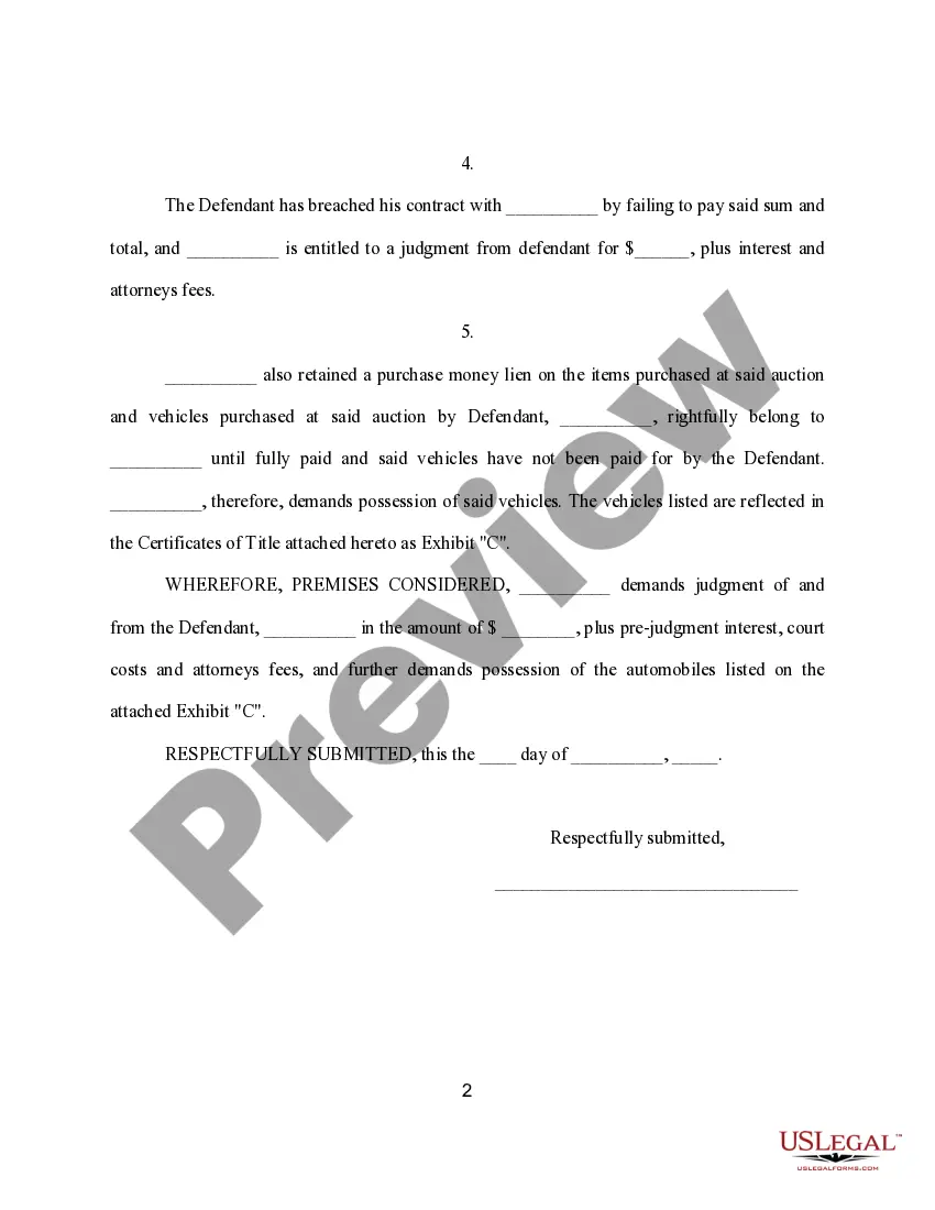 Preview Complaint regarding Auction Collection