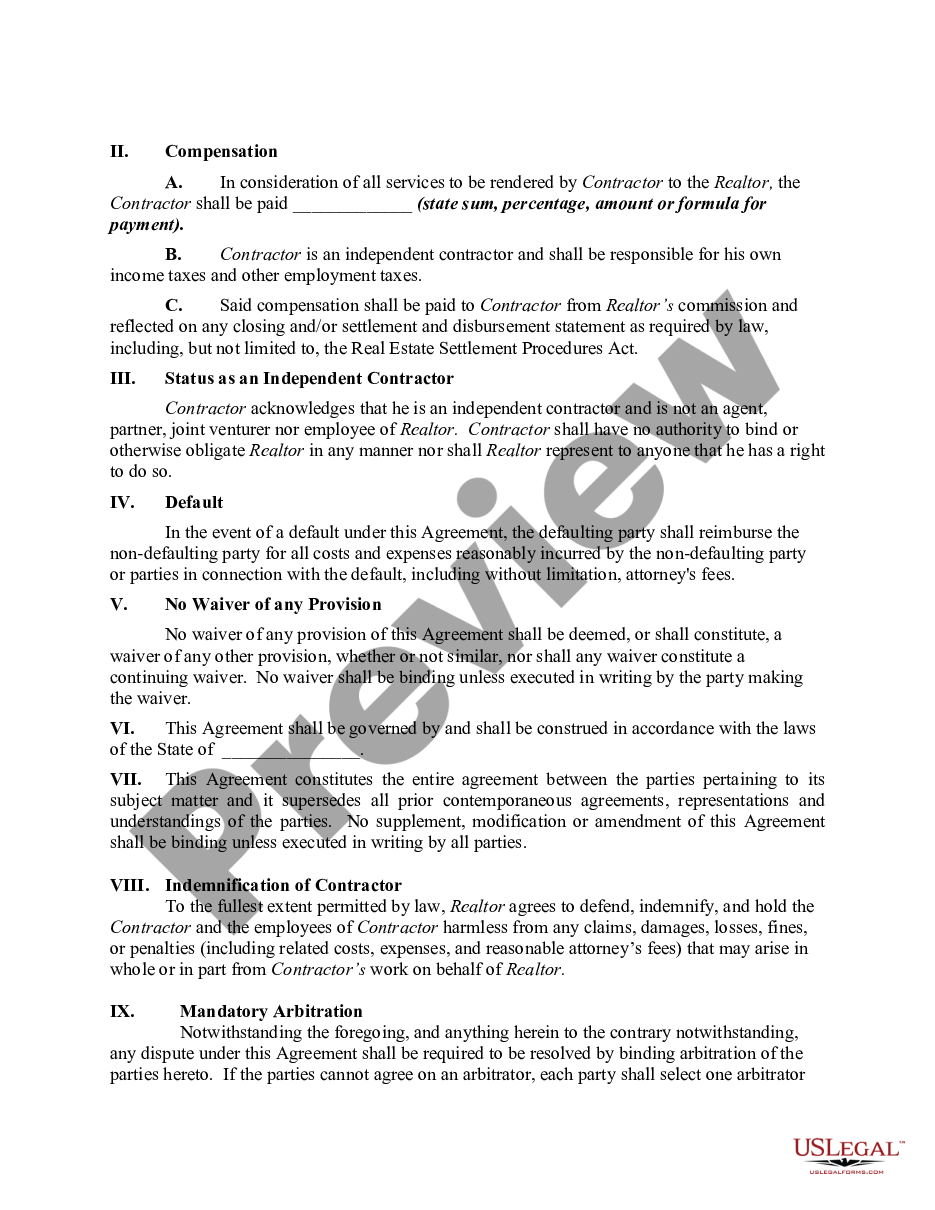 page 1 Contract to Assist Real Estate Agent or Realtor in Closing Sale of Residential Property preview
