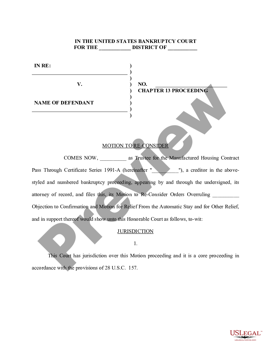 page 0 Motion to Reconsider - Bankruptcy preview