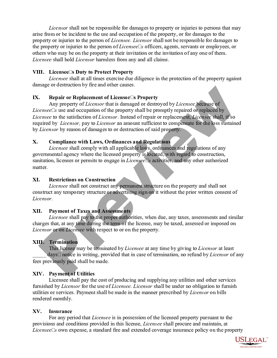 page 1 License Agreement Between City and Nonprofit Corporation to use Real Property for Baseball Fields and General Recreation for Young People and Families preview