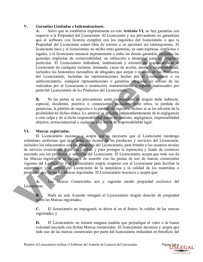 Preview Permitir al licenciatario utilizar el software del licenciante Acuerdo de licencia entre el licenciante y el licenciatario