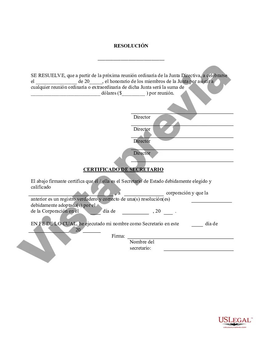 Preview Honorarios de los Consejeros - Formulario de Resoluciones - Resoluciones Societarias