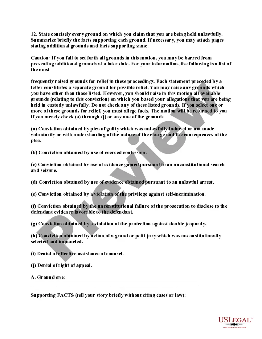 Get Motion to Vacate, Set Aside, or Correct Sentence by a Person in Federal Custody - With Instructions Preview Motion to Vacate, Set Aside, or Correct Sentence by a Person in Federal Custody - With Instructions