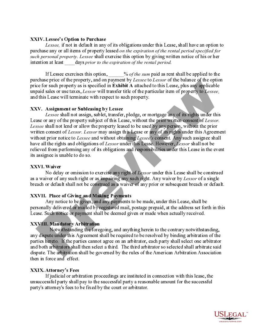 Get Personal Property Lease Preview Personal Property Lease