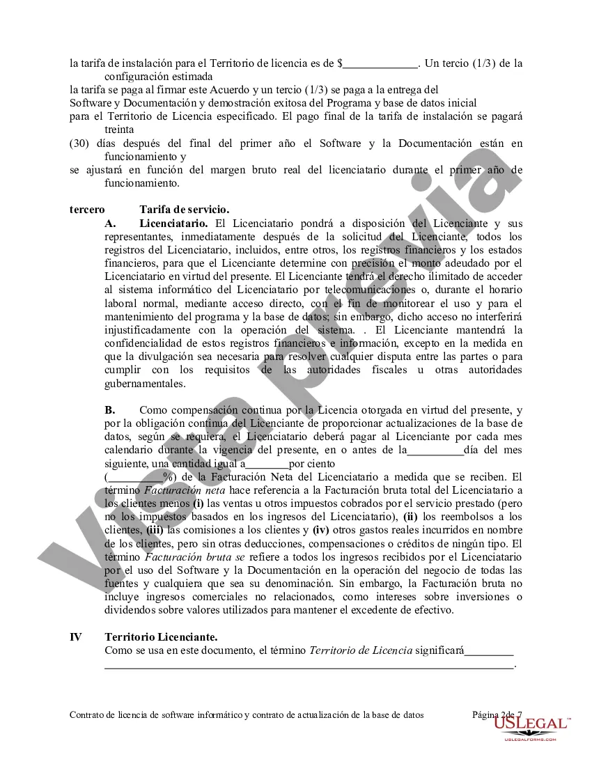 Preview Contrato de licencia de software informático y contrato de actualización de la base de datos