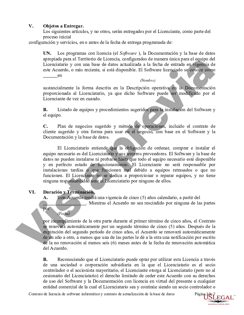 Preview Contrato de licencia de software informático y contrato de actualización de la base de datos