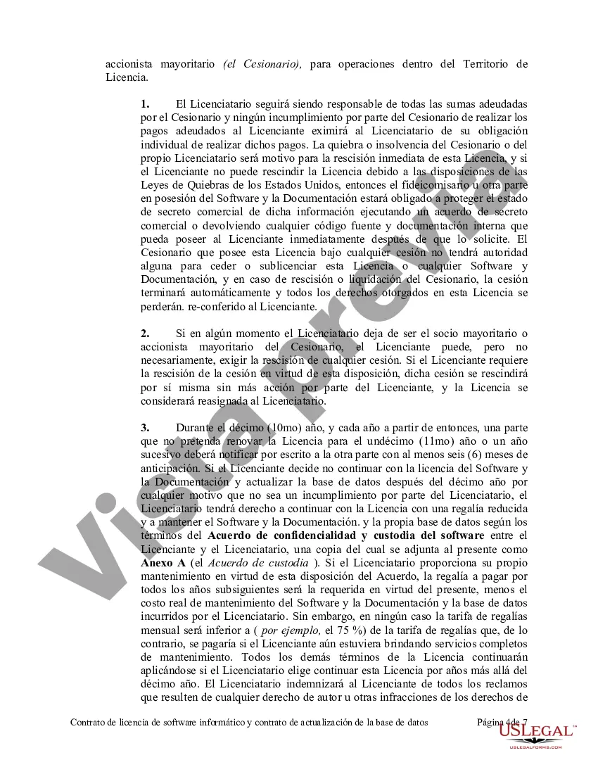 Preview Contrato de licencia de software informático y contrato de actualización de la base de datos