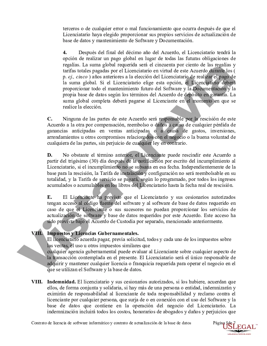 Preview Contrato de licencia de software informático y contrato de actualización de la base de datos