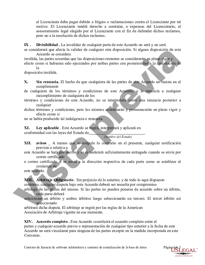 Preview Contrato de licencia de software informático y contrato de actualización de la base de datos
