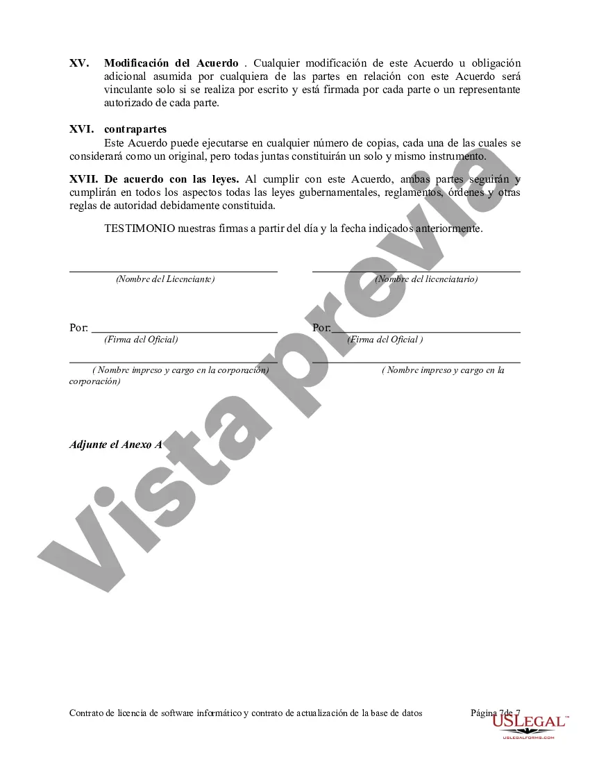 Preview Contrato de licencia de software informático y contrato de actualización de la base de datos