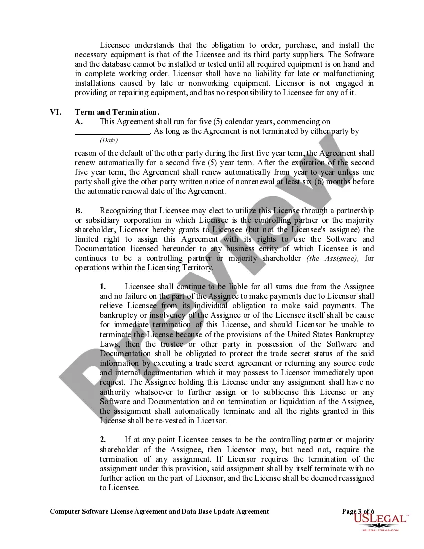 Get Computer Software License Agreement and Data Base Update Agreement Preview Computer Software License Agreement and Data Base Update Agreement