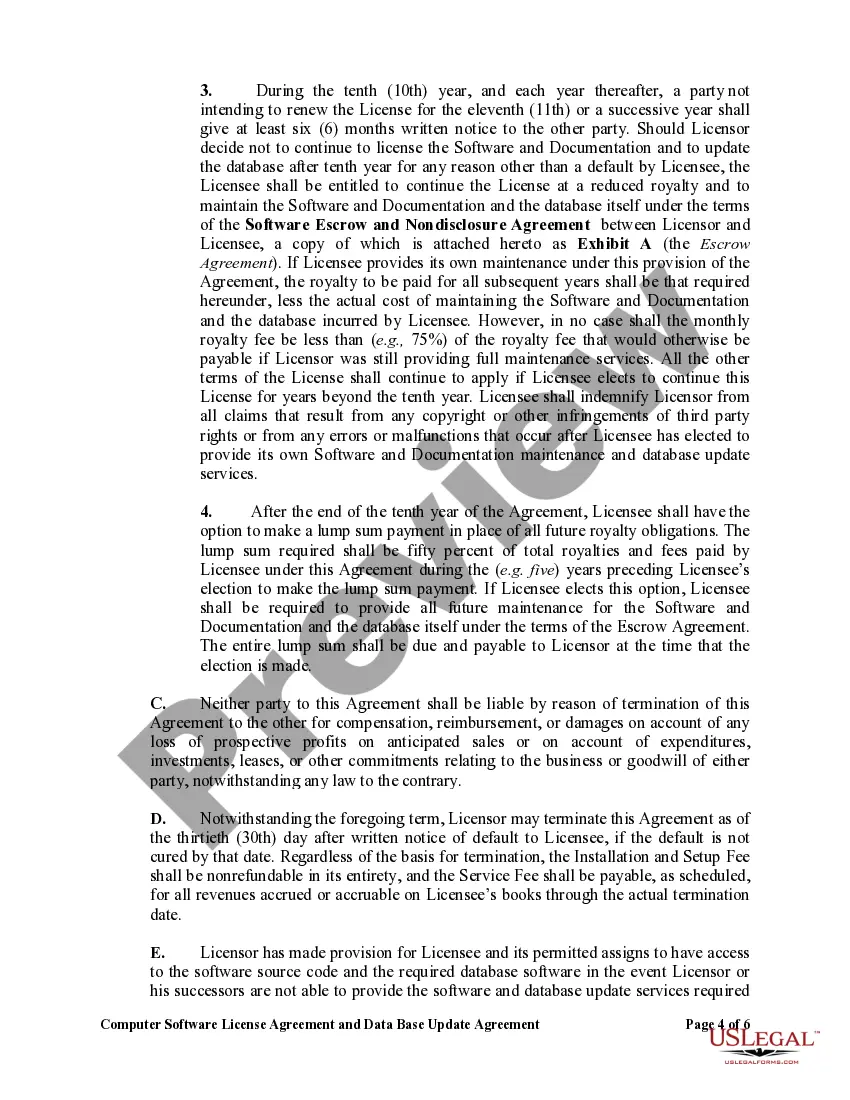 Get Computer Software License Agreement and Data Base Update Agreement Preview Computer Software License Agreement and Data Base Update Agreement