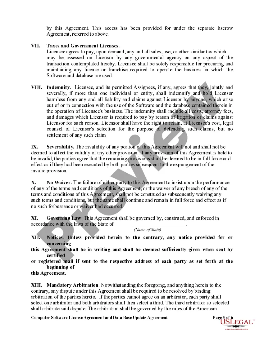 Get Computer Software License Agreement and Data Base Update Agreement Preview Computer Software License Agreement and Data Base Update Agreement