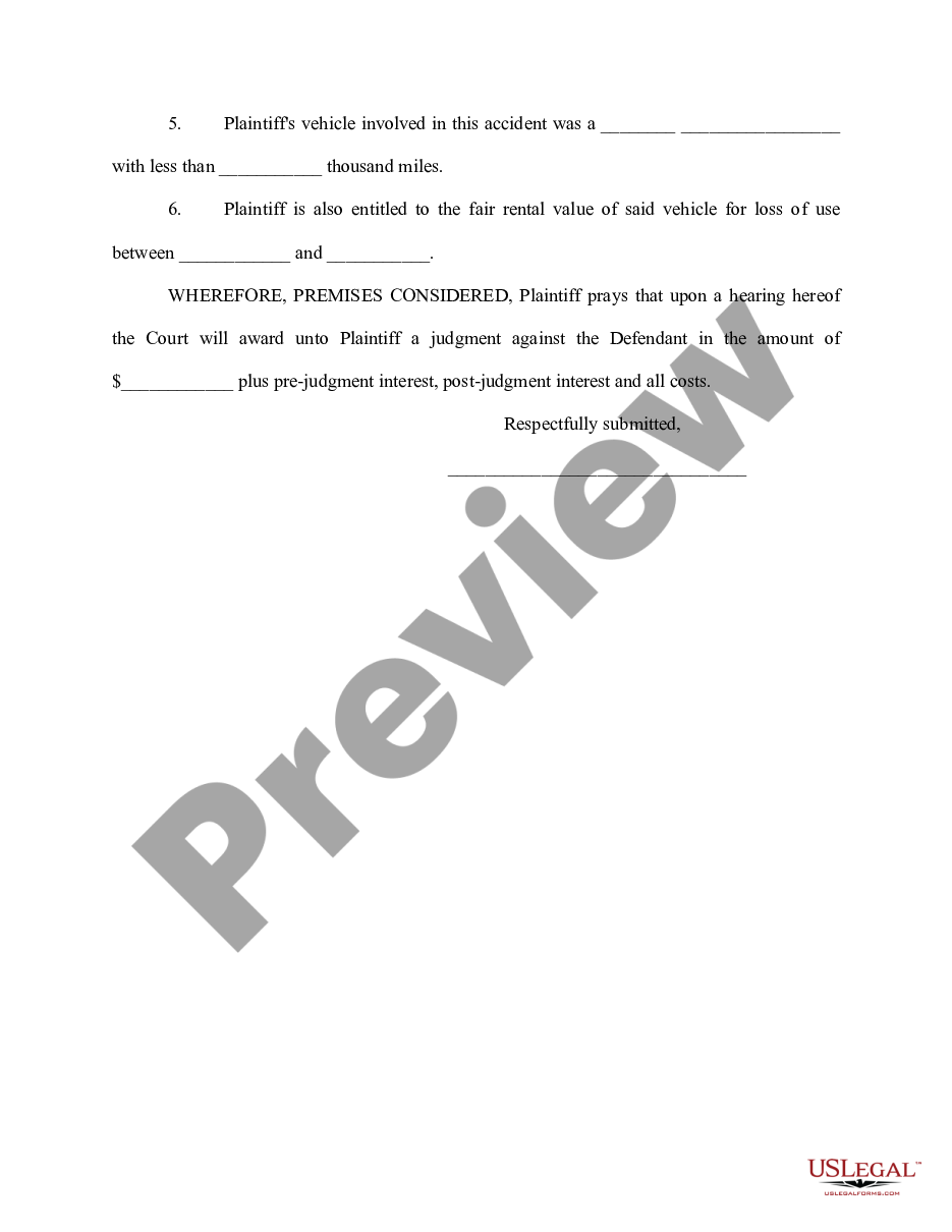 page 1 Complaint for Motor Vehicle Accident preview