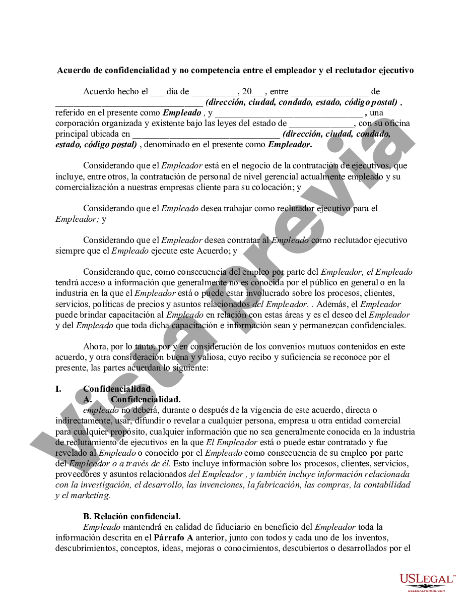 Palm Beach Florida Acuerdo de confidencialidad y no competencia entre ...