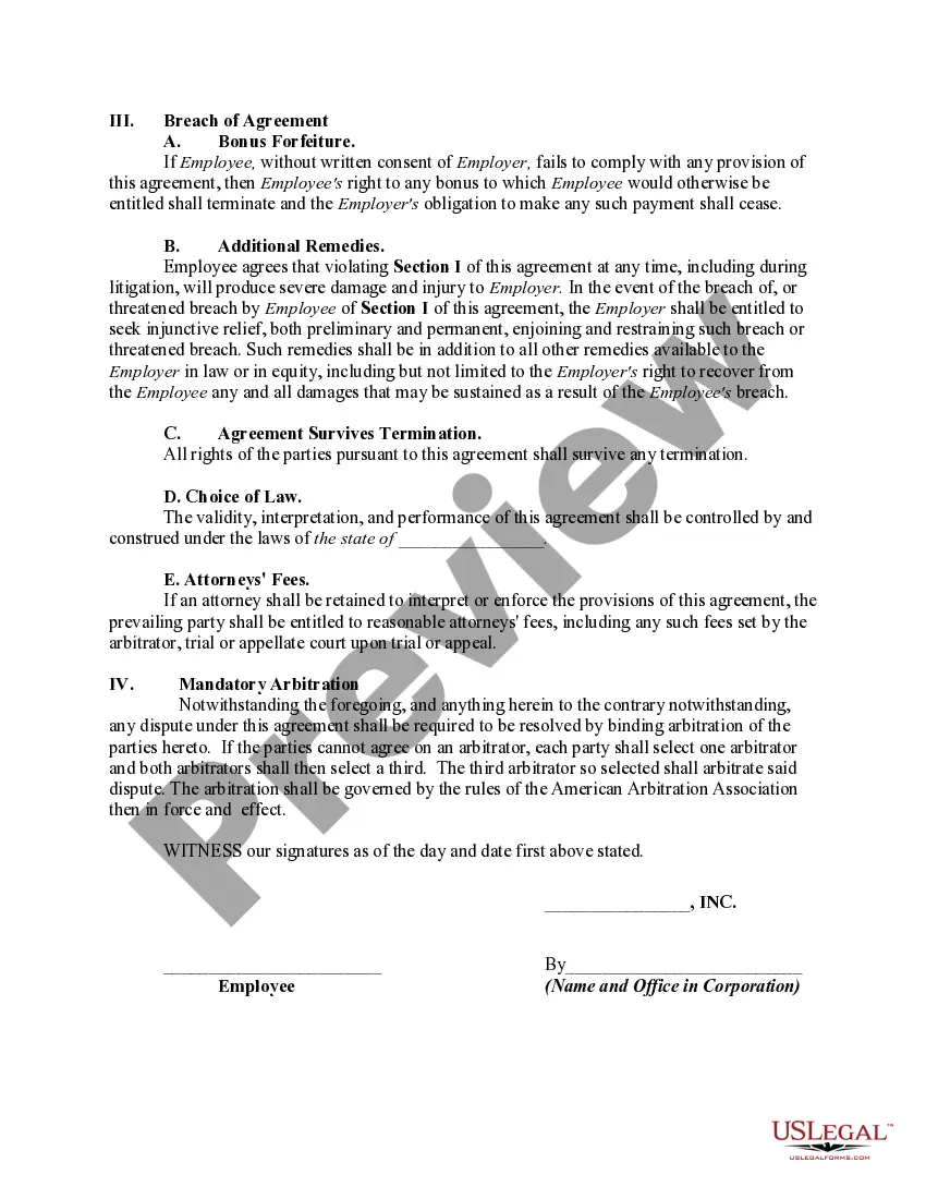 Preview Confidentiality and Noncompetition Agreement Between Employer and Executive Recruiter