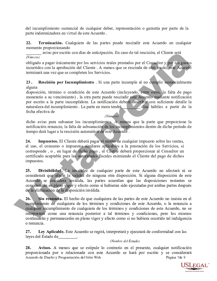 Preview Acuerdo de Diseño y Programación del Sitio Web