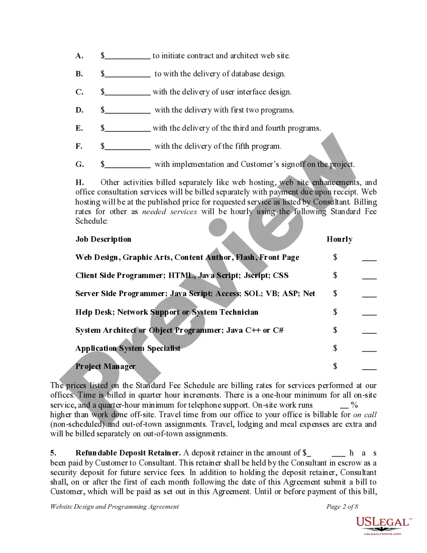 Preview Website Design and Programming Agreement