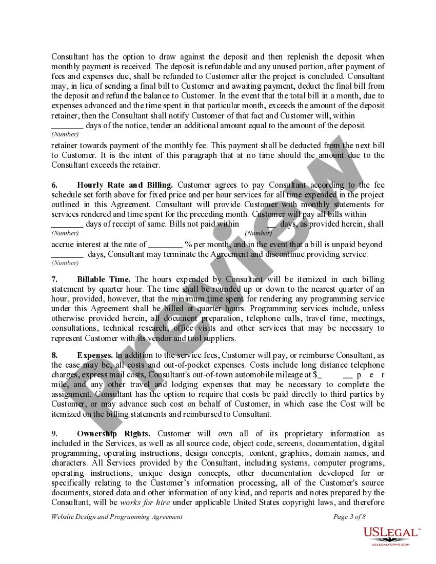 Preview Website Design and Programming Agreement