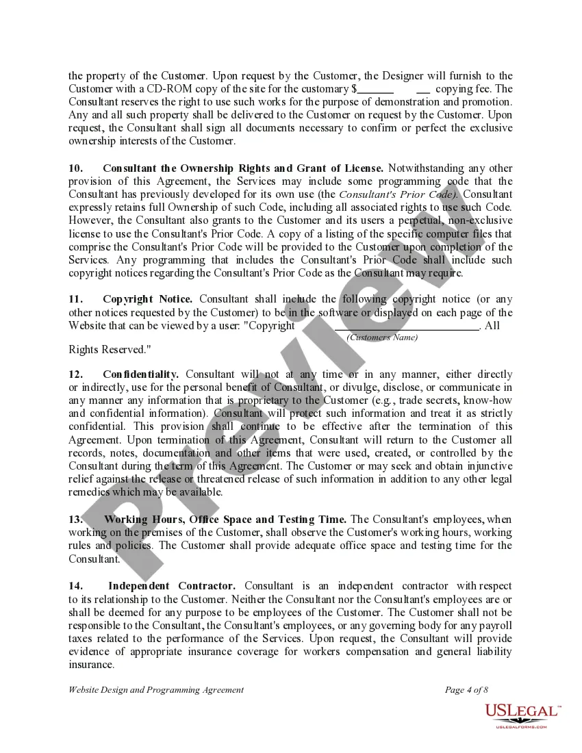 Preview Website Design and Programming Agreement