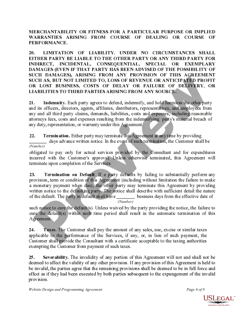 Preview Website Design and Programming Agreement