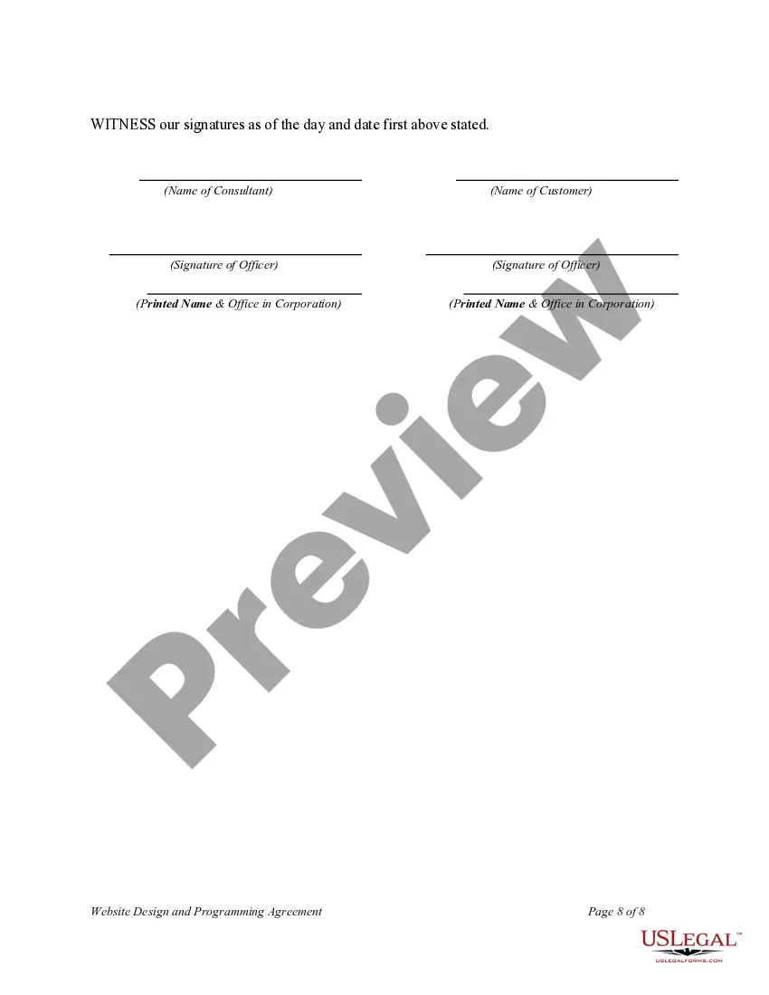Preview Website Design and Programming Agreement