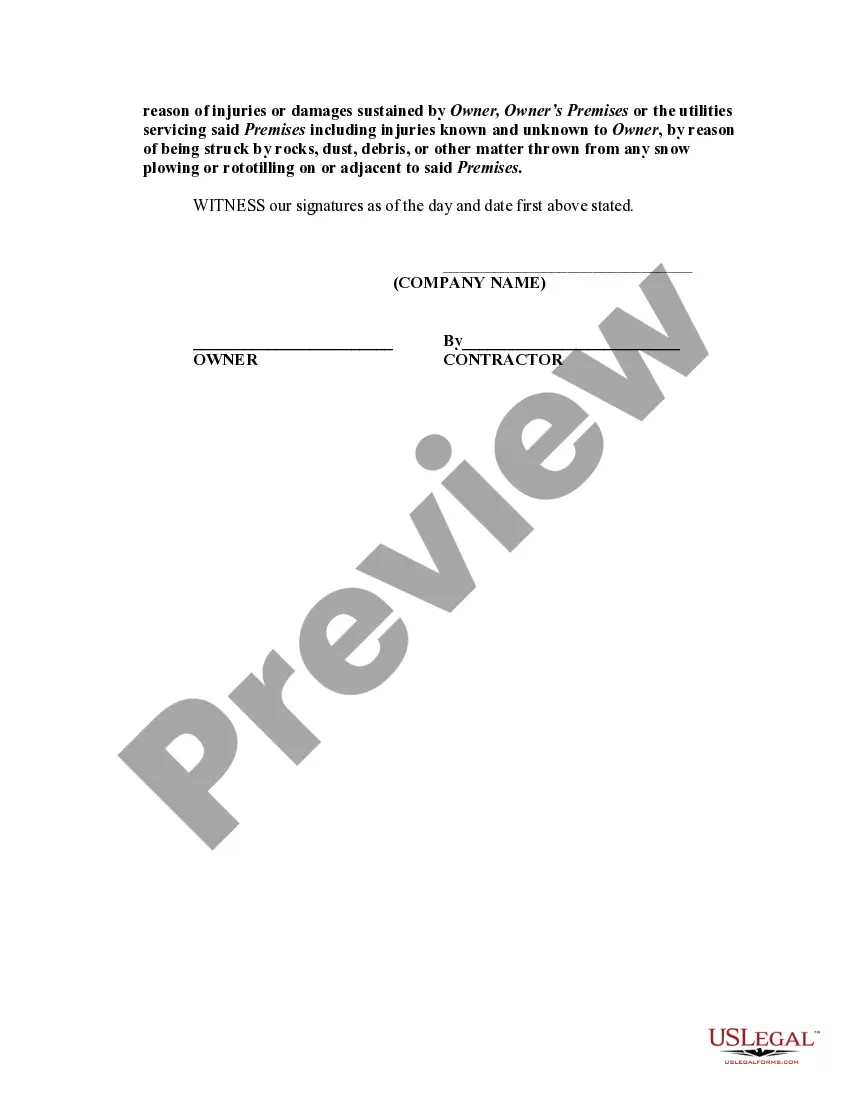 Get Rototilling or Snow Plowing Agreement Preview Rototilling or Snow Plowing Agreement