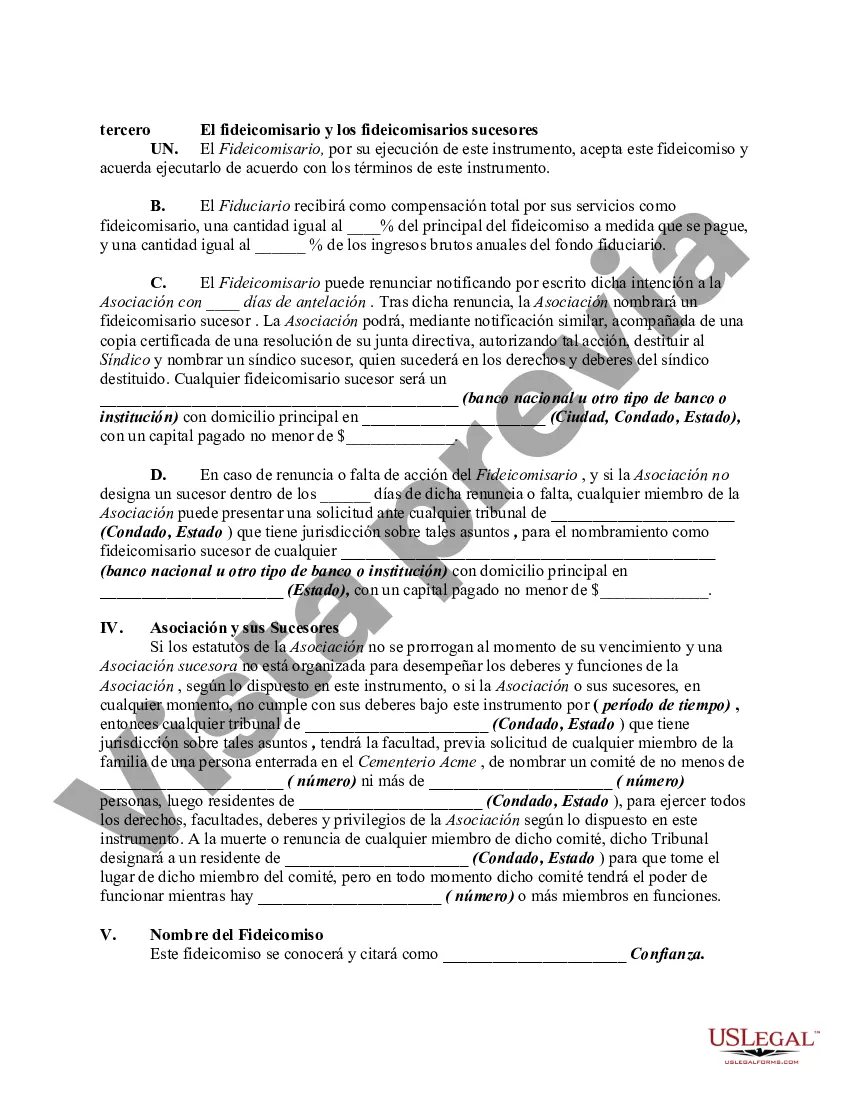 Preview Fondo fiduciario especial de obsequios de cementerio