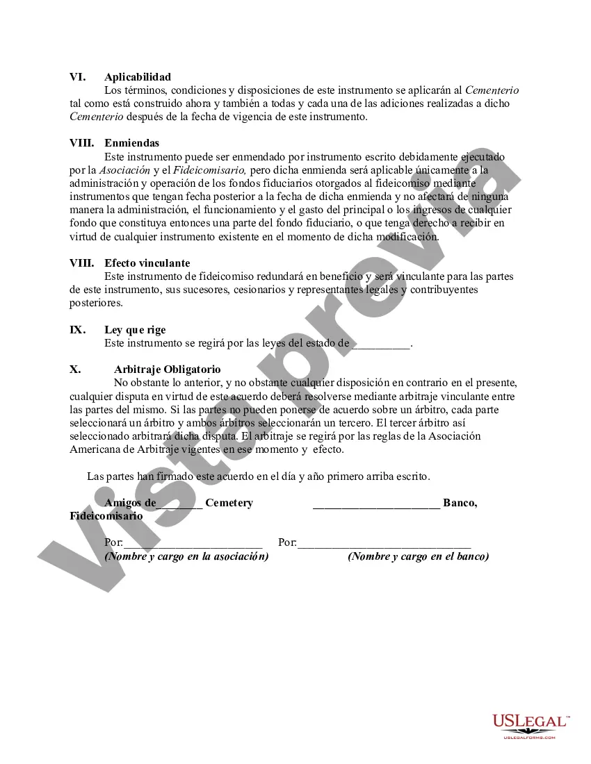 Preview Fondo fiduciario especial de obsequios de cementerio