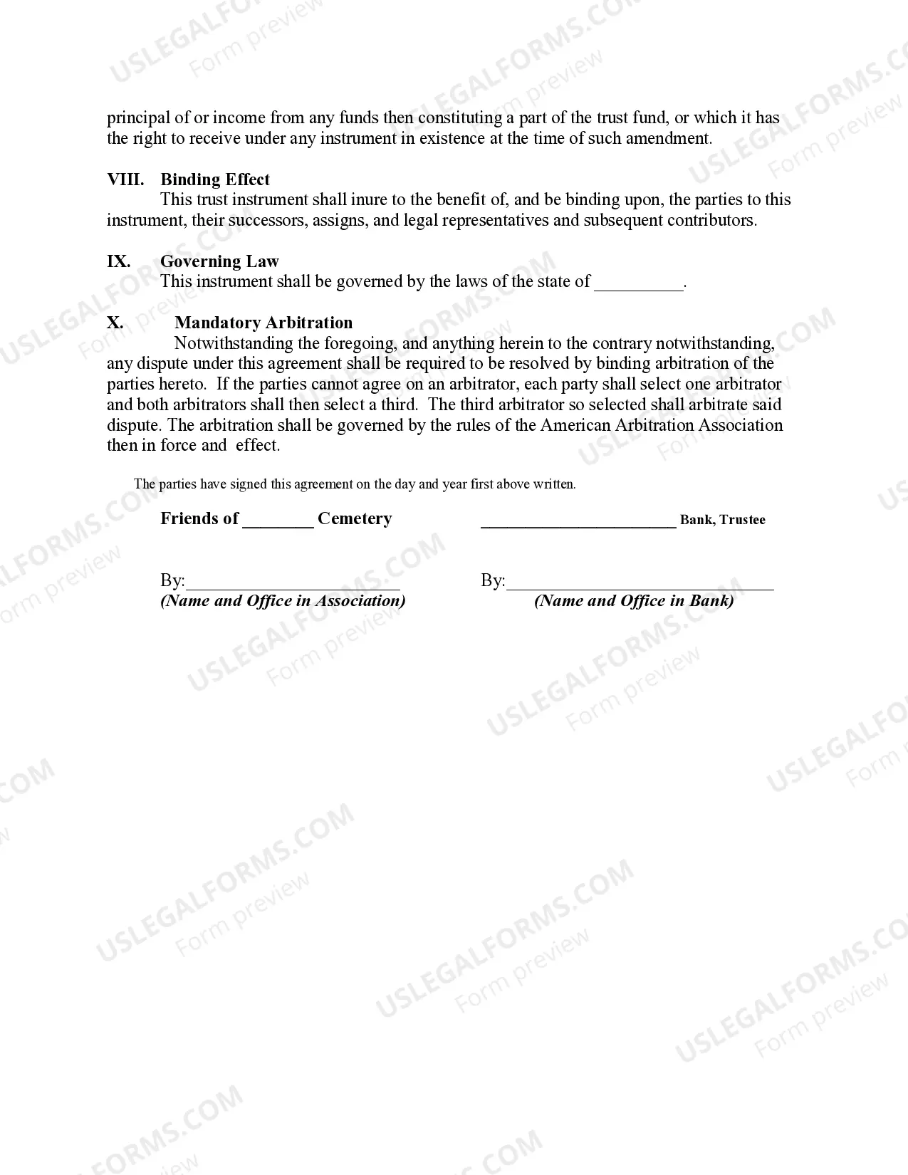 Preview Special Cemetery Gift Trust Fund