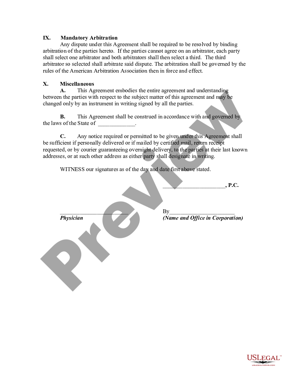 page 3 Agreement Between Physician as Self-Employed Independent Contractor and Professional Corporation preview