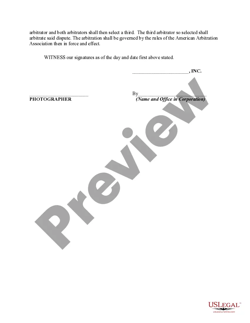 Get Agreement between Photographer and Purchaser of Photographs Preview Agreement between Photographer and Purchaser of Photographs