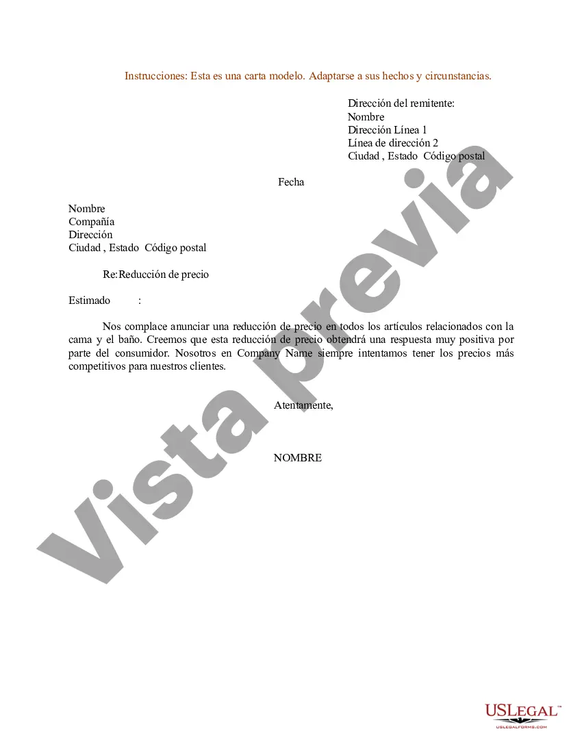 Preview Ejemplo de carta para reducción de precio