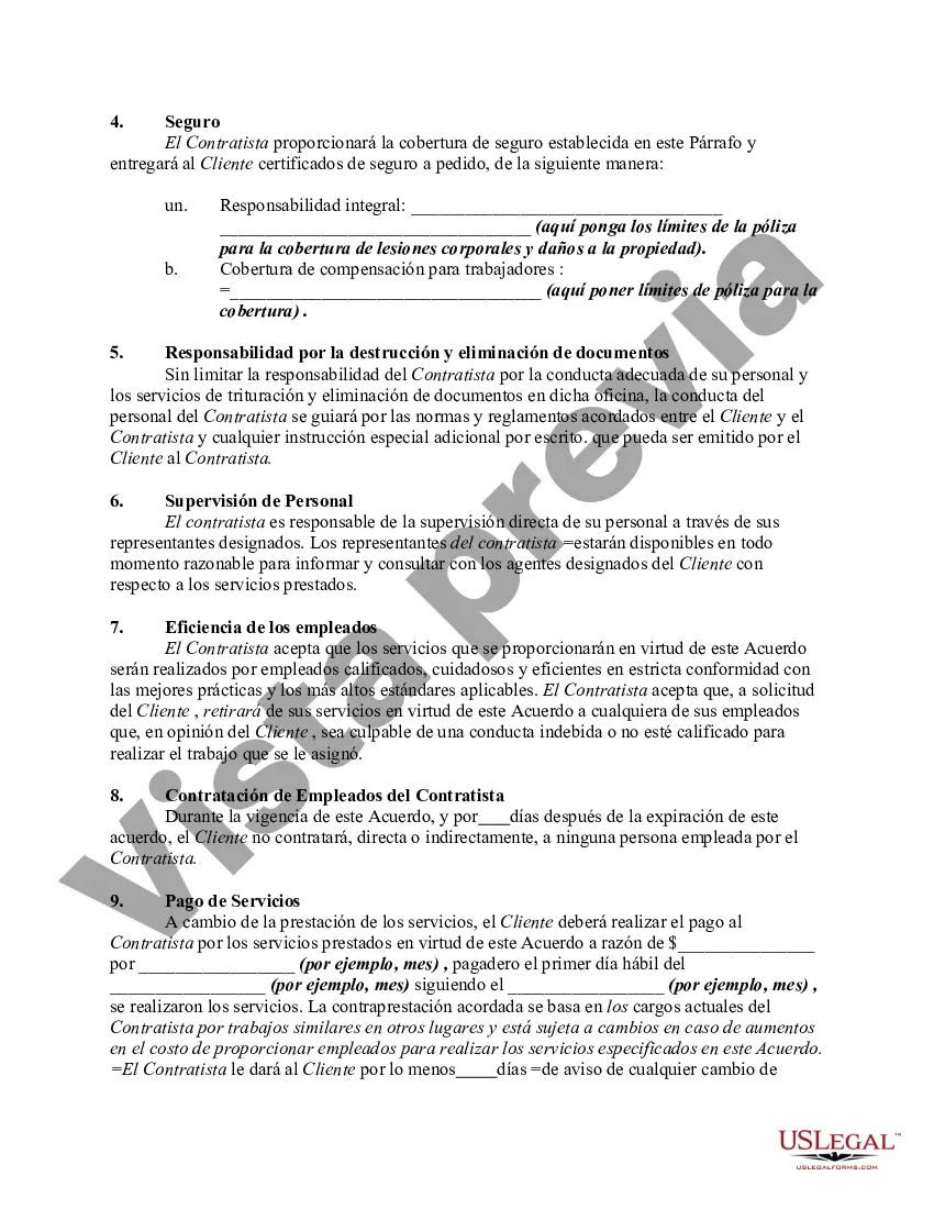 Get Acuerdo de Servicios de Trituración y Eliminación de Documentos Preview Acuerdo de Servicios de Trituración y Eliminación de Documentos