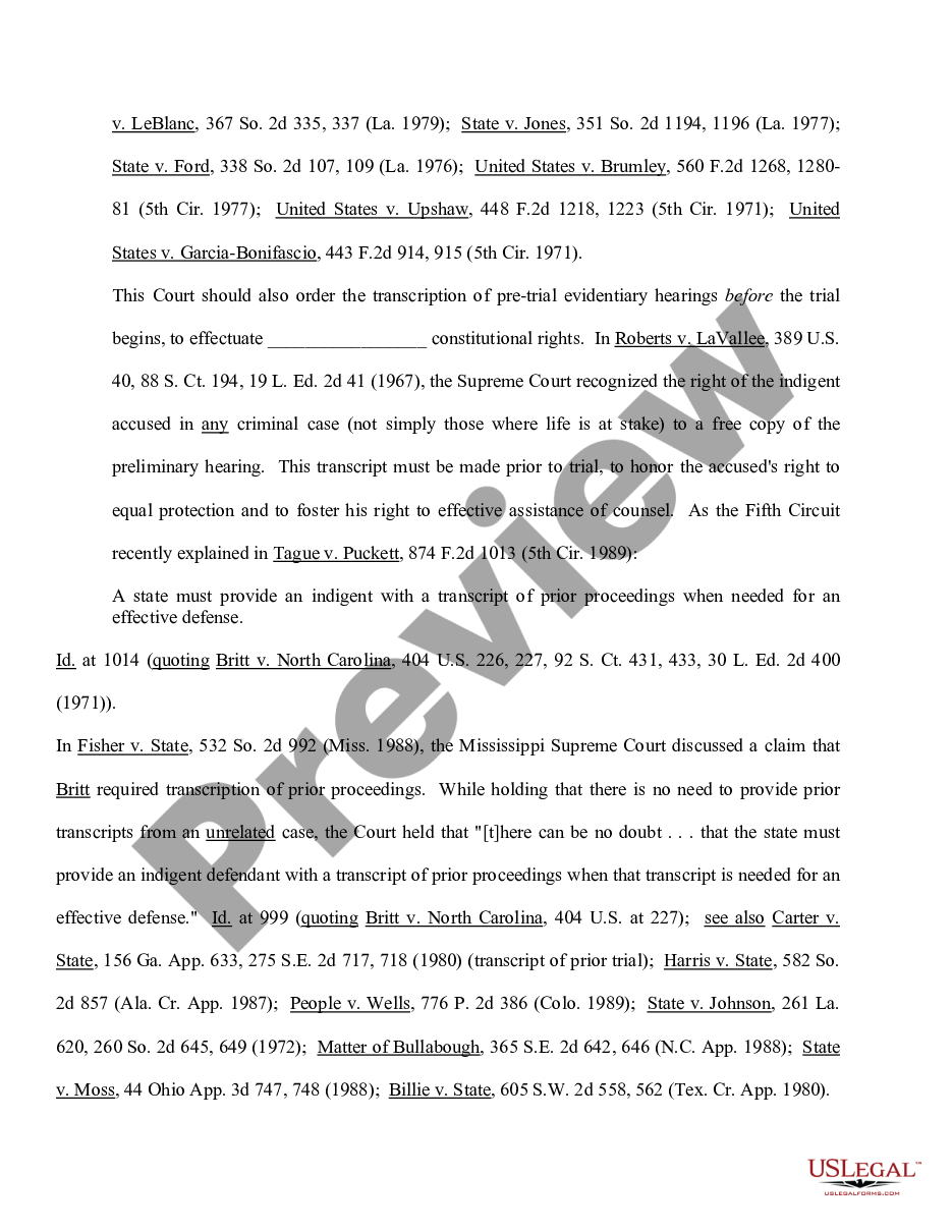 page 3 Motion for Complete Recordation for a Transcript of All Pretrial Proceedings and For A Daily Transcript of Specified Portions of the Evidence preview
