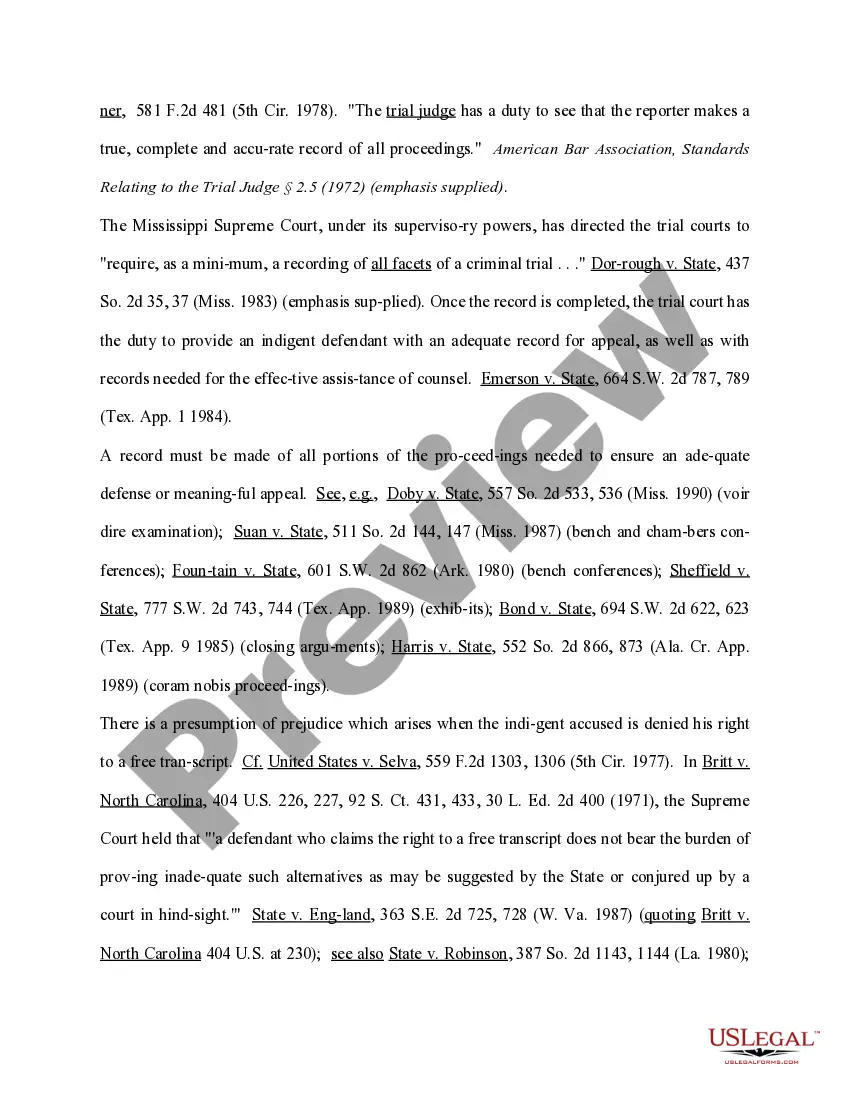 Preview Motion for Complete Recordation for a Transcript of All Pretrial Proceedings and For A Daily Transcript of Specified Portions of the Evidence