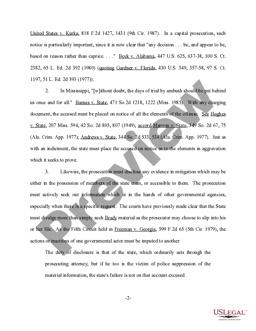 Get Demand for Notice of Aggravating and for Disclosure of Evidence Supporting Mitigating Circumstances Preview Demand for Notice of Aggravating and for Disclosure of Evidence Supporting Mitigating Circumstances