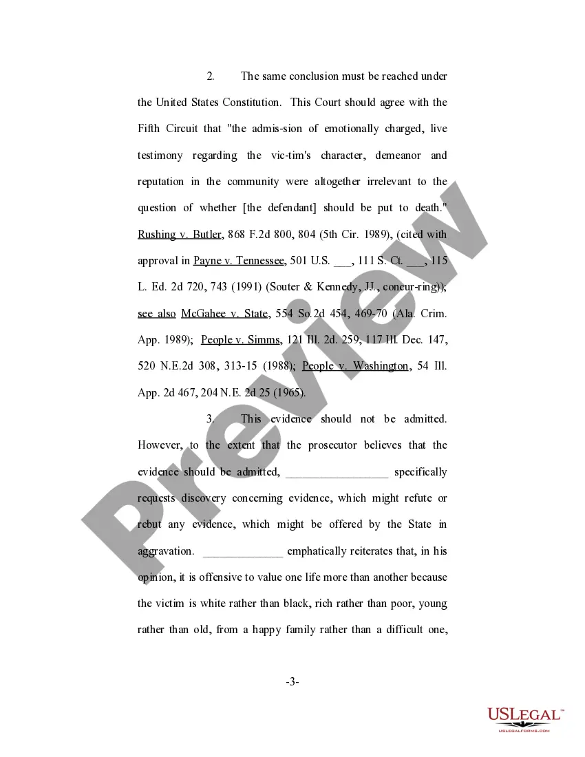 Get Motion to Bar Admission of Inflammatory and Prejudicial Matters Concerning the Victim Preview Motion to Bar Admission of Inflammatory and Prejudicial Matters Concerning the Victim