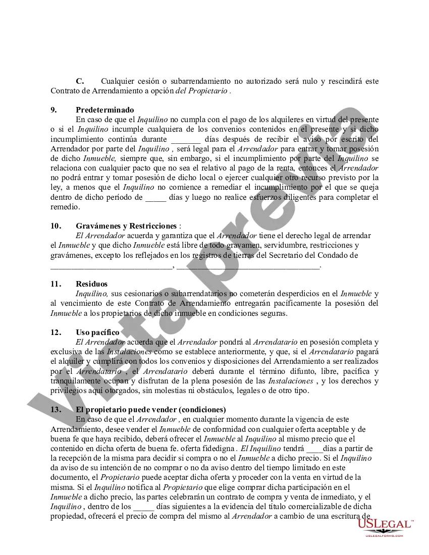 Preview Contrato de Arrendamiento Comercial Triple Neto - Alquiler de Bienes Raíces