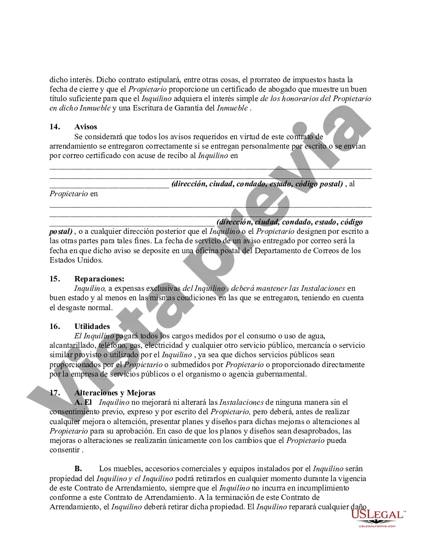 Preview Contrato de Arrendamiento Comercial Triple Neto - Alquiler de Bienes Raíces