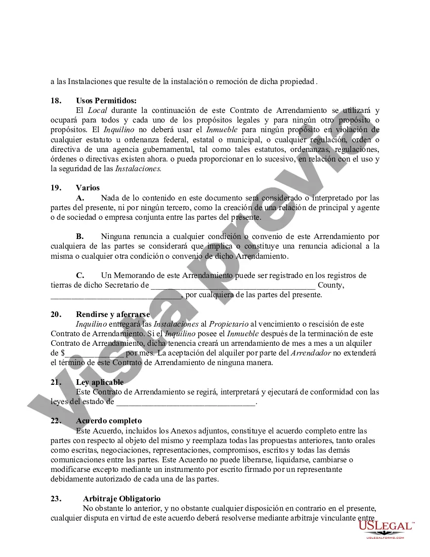 Preview Contrato de Arrendamiento Comercial Triple Neto - Alquiler de Bienes Raíces