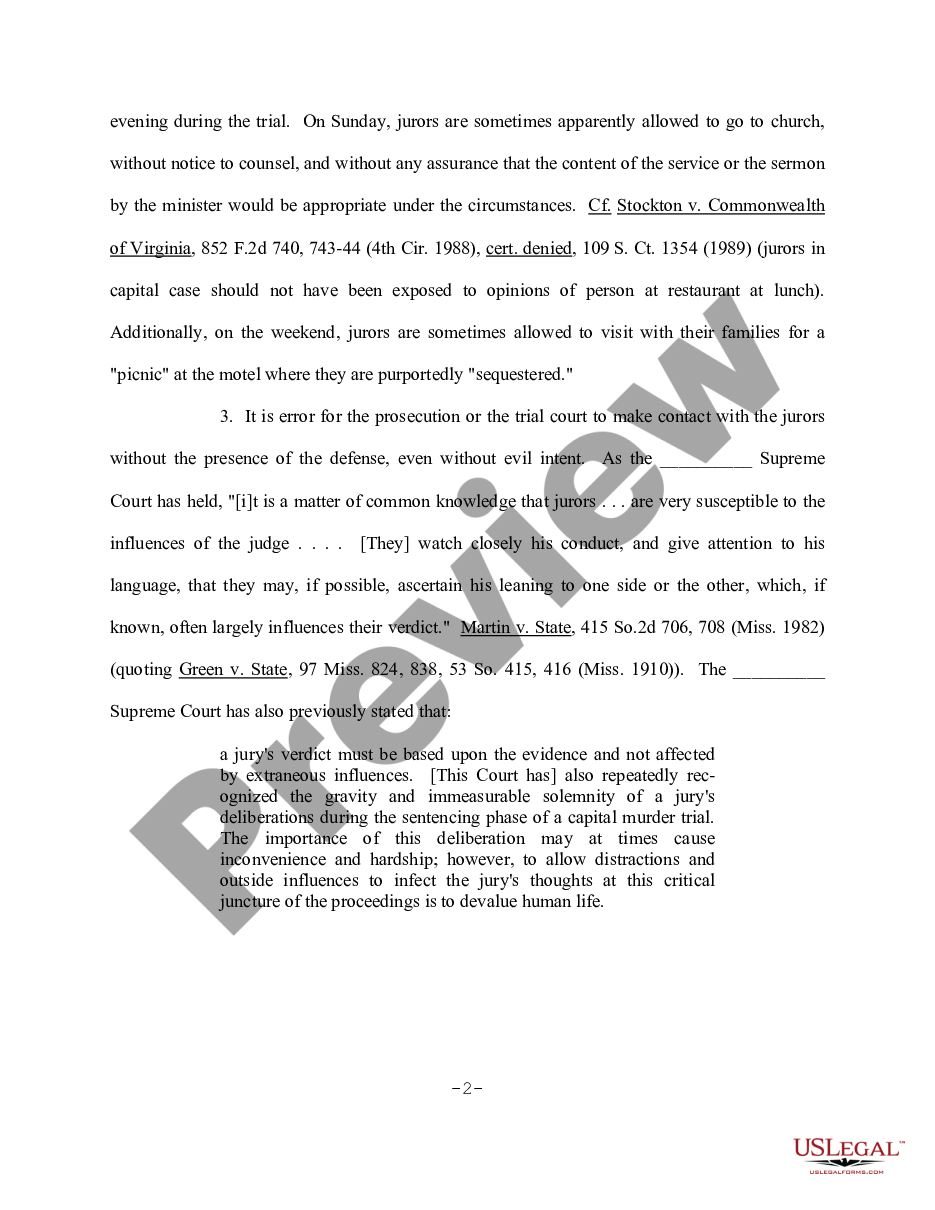 page 1 Motion to Sequester Jurors Prior to and During the Trial of this Case preview