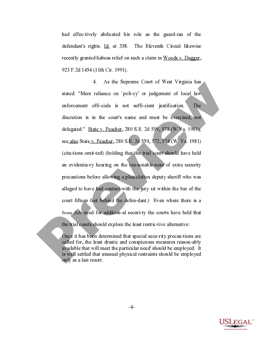 Get Motion to Preclude the Sheriff's Department from Bringing Defendant Into Court in Shackles, and to Limit Number of Uniformed Officers in Courtroom Preview Motion to Preclude the Sheriff's Department from Bringing Defendant Into Court in Shackles, and to Limit Number of Uniformed Officers in Courtroom